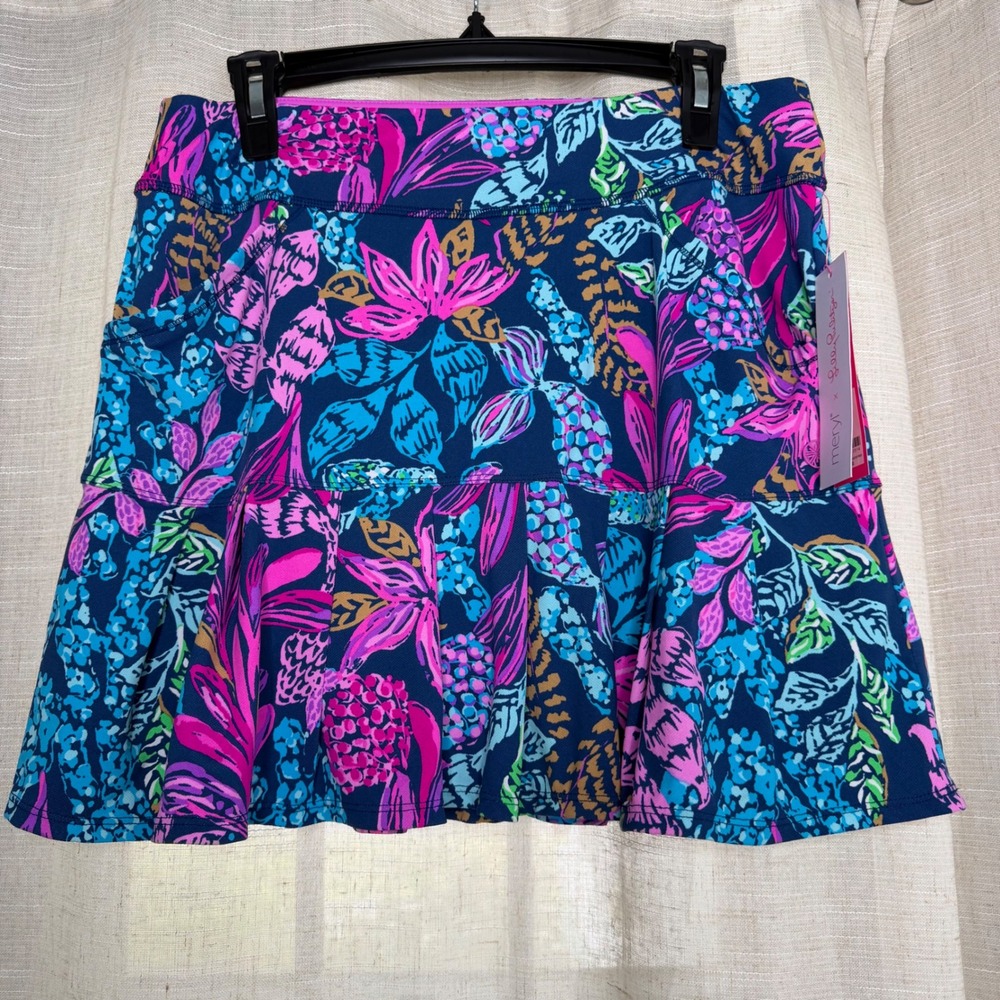 NWT Lilly Pulitzer Bessie Skort Aegean Navy Calypso Coast Floral Women's Medium